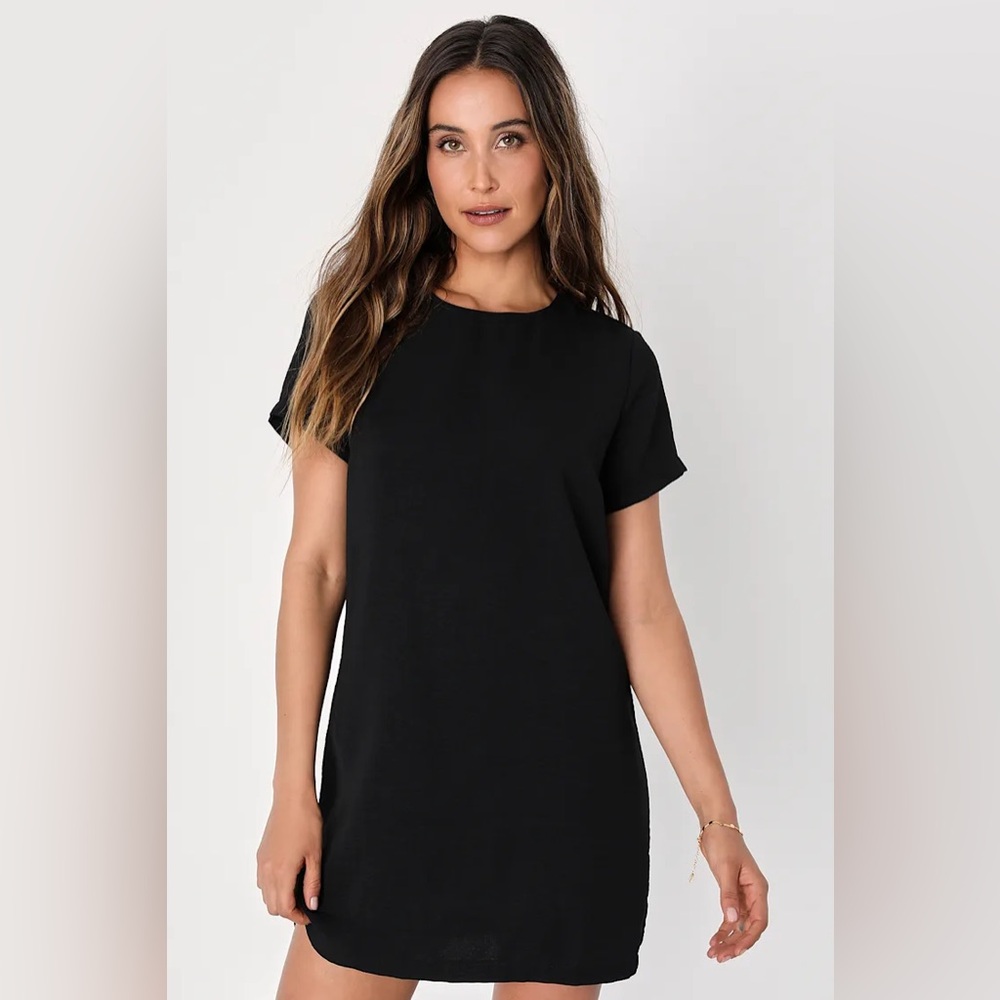Lulus Shift and Shout Black Shift Dress